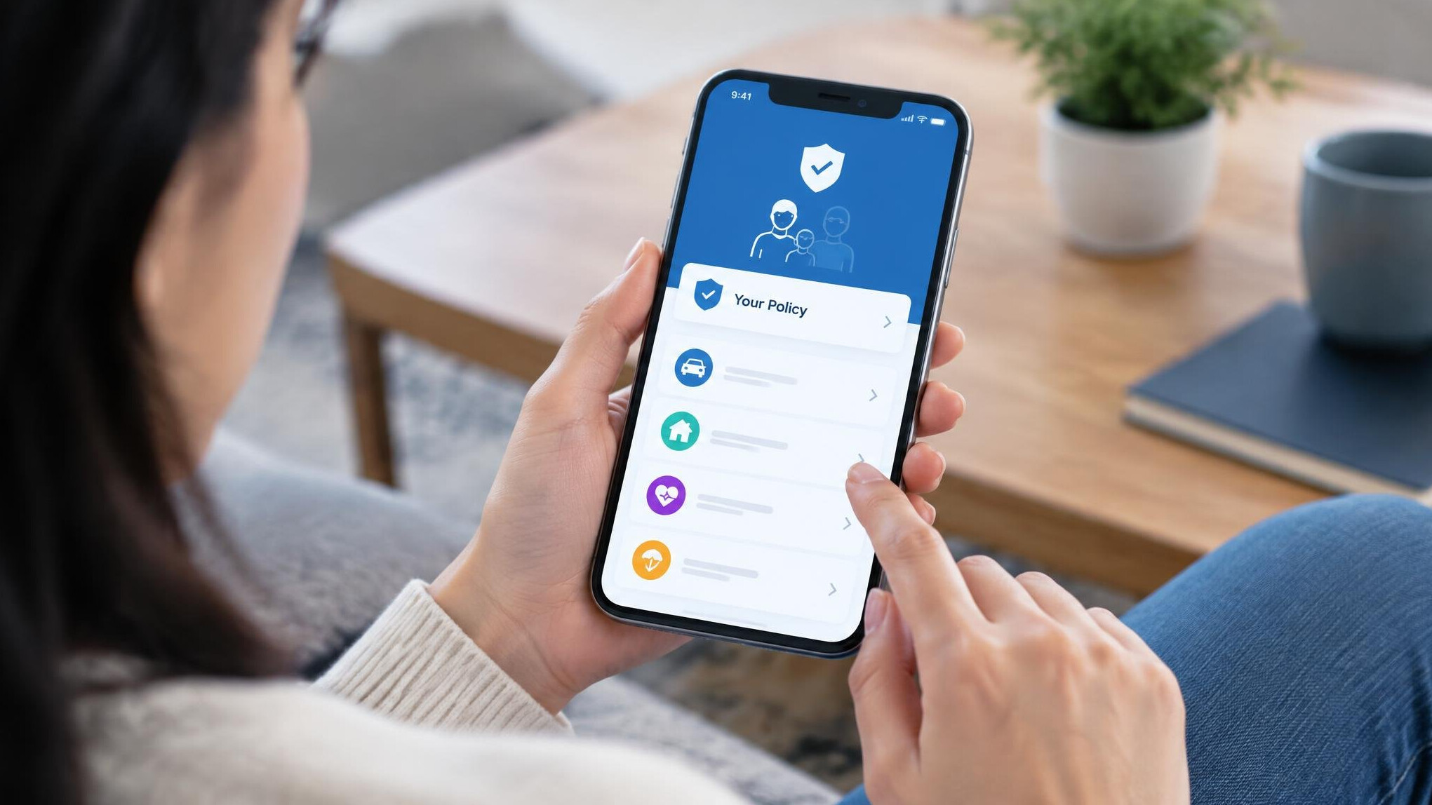 insurance app on smartphone
