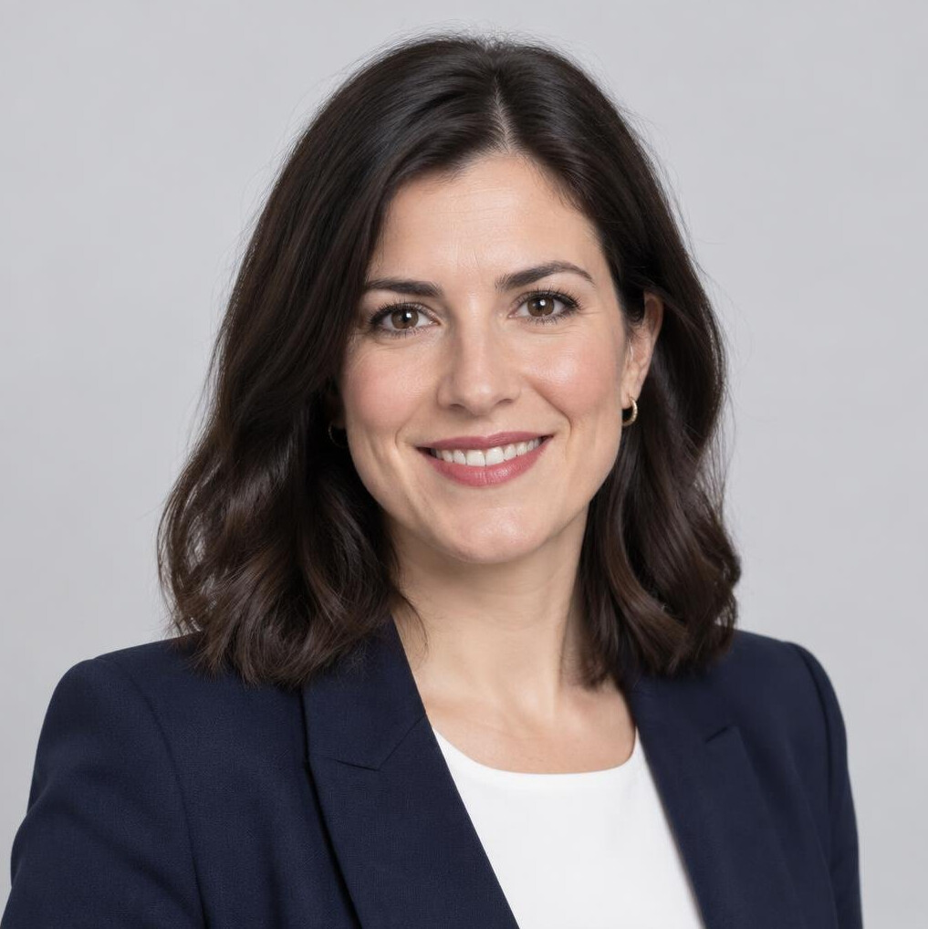 Studio portrait of a Croatian woman software architect smiling